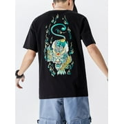 Niepce Inc Japanese Streetwear Emerald Tiger Graphic Embroidery T-shirts (Men's)