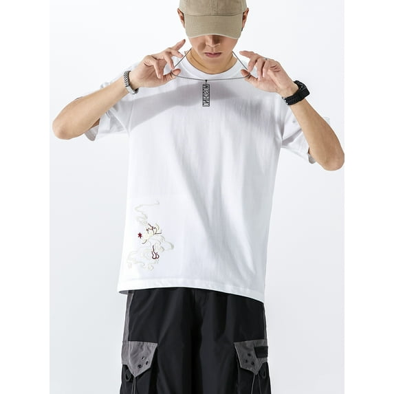 Niepce Inc Japanese Streetwear Flying Phoenix Graphic Embroidery T-shirts (Men's)