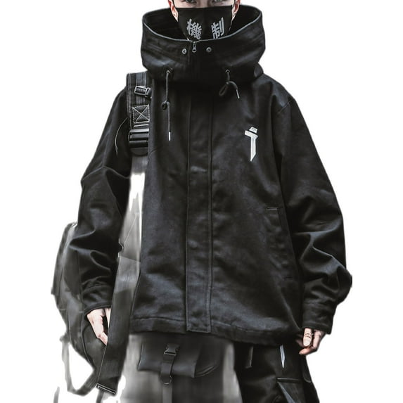 Niepce Inc Japanese Streetwear Kanji Black Men's Techwear Jacket
