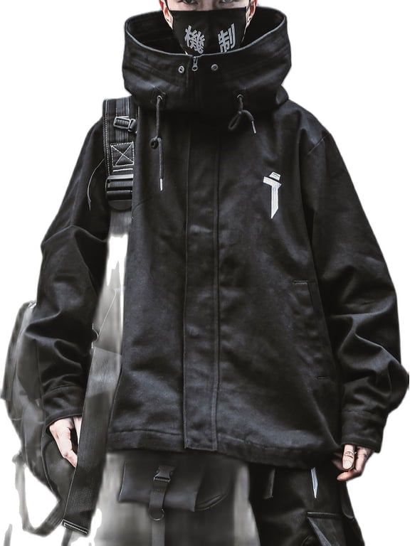 Inc Japanese Streetwear Kanji Black Men's Techwear Jacket