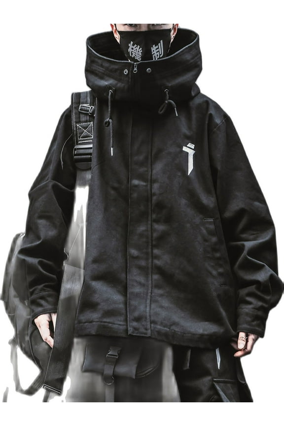 Inc Japanese Streetwear Kanji Black Men's Techwear Jacket
