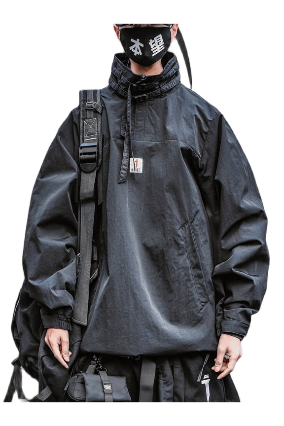 Inc Japanese Streetwear Lightweight Techwear Black Men's Summer Jacket