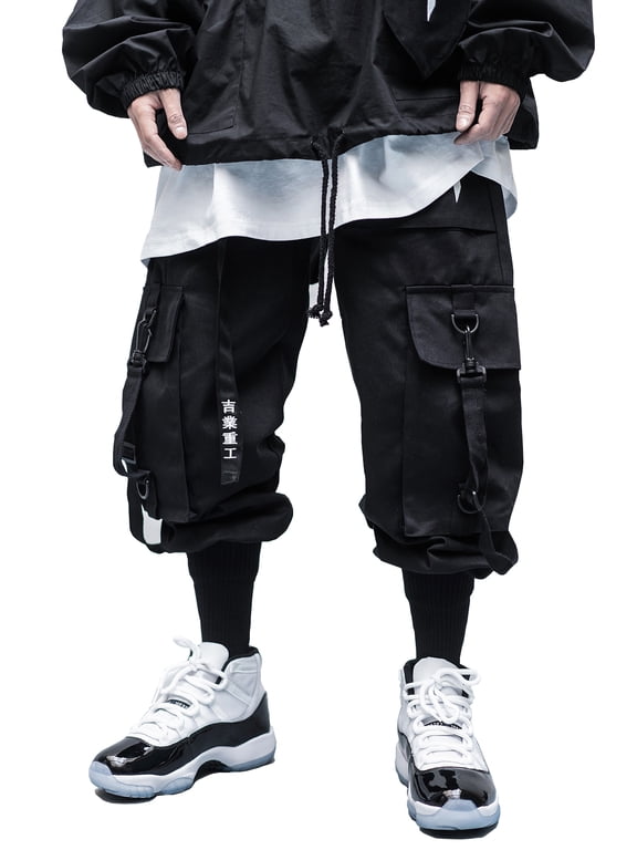 Inc Men's Japanese Streetwear Black Techwear Pants
