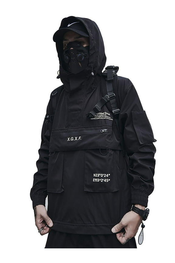 Inc Streetwear Black Combat Multi-Pockets Cyberpunk Techwear Jacket (Men’s)