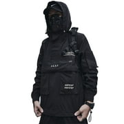 Niepce Inc Streetwear Black Combat Multi-pockets Cyberpunk Techwear Jacket Men s