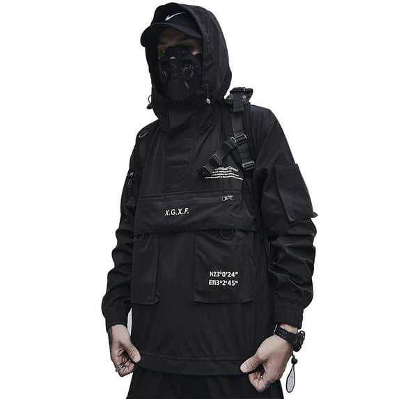 Niepce Inc Streetwear Black Combat Multi-pockets Cyberpunk Techwear Jacket (Men’s)