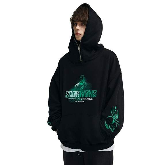 Niepce Inc Streetwear Black Men Hoodie Hip Hop Graphic Sweatshirts