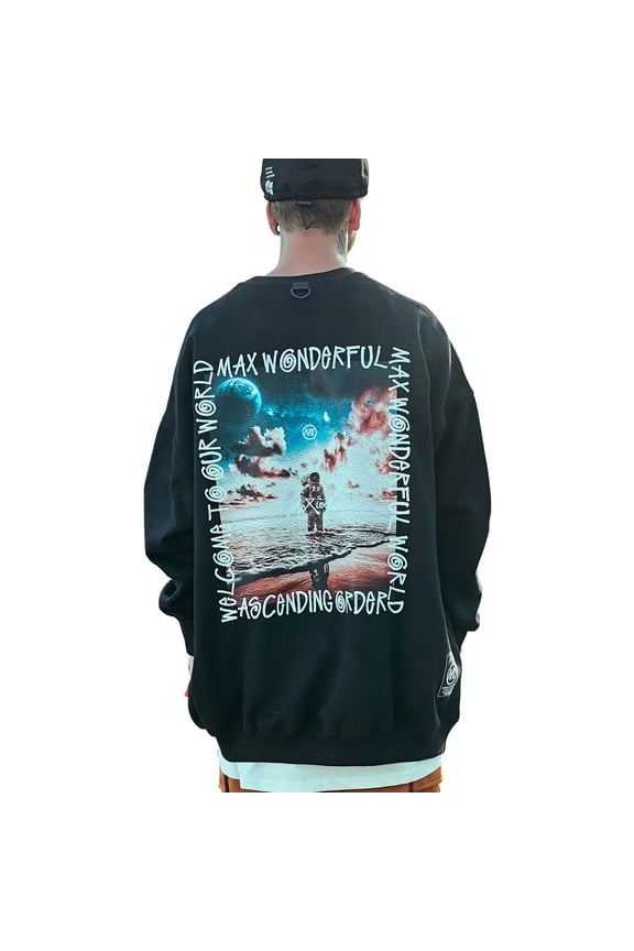 Inc Streetwear Crewneck Sweatshirt for Men Hip Hop Graphic Cotton Pullover