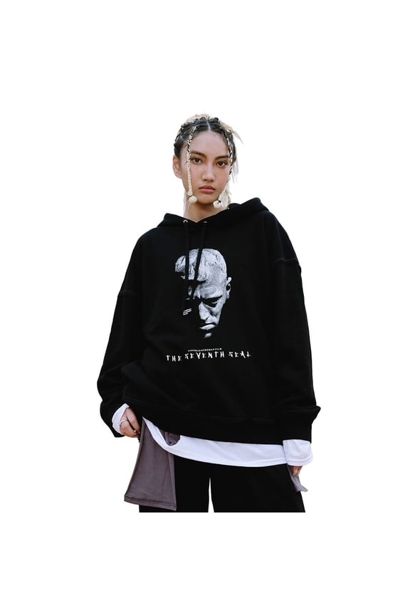 Inc Streetwear Men Sweatshirt Black Graphic Hoodie