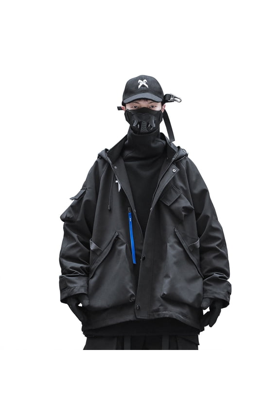 Inc Streetwear Mens Fashion Zip Up Hoodie Jacket Techwear Zipper Pocket Coat