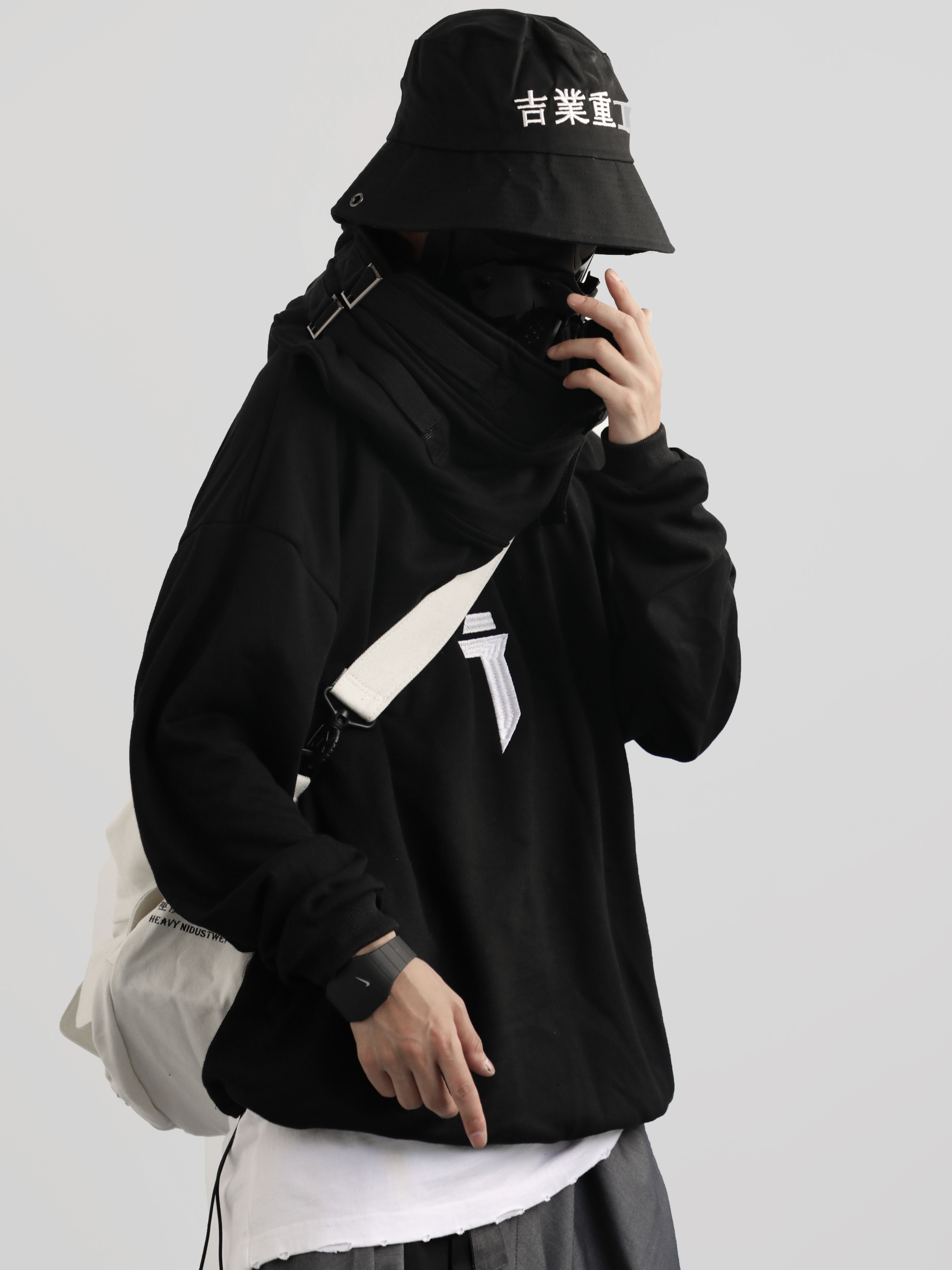 Niepce Inc Streetwear Techwear Kanji Turtleneck Hoodie