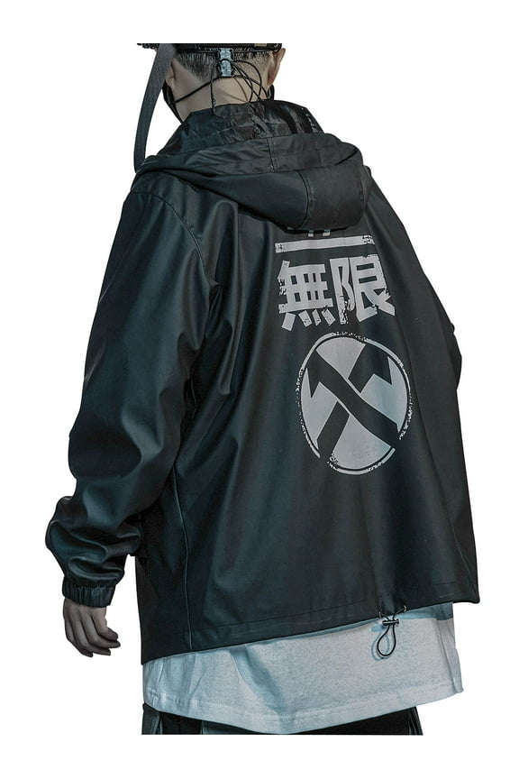 Inc Streetwear Techwear Matt Black Hooded Jacket (Men's)