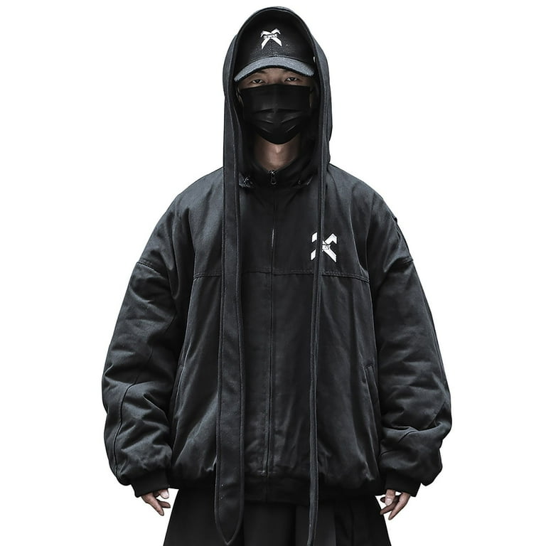 トップス archive unknown zip up parka 00s Cat Graphic Oversized Zip Up Hoodie in Black with Pink Studs