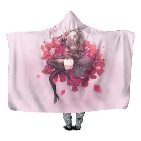 Nier Automata Wearable Blanket Hoodie Kid Hoodie Blanket with Hand Pockets, Soft Flannel Kids Hooded Blanket for Boys and Girls, 40 X 51 Inches
