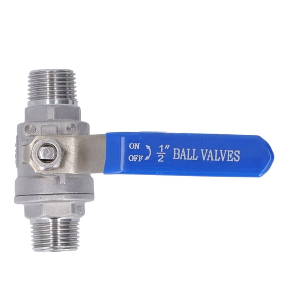 Nieyigj 1/2 in / 1.27 cm Male to Male Stainless Steel Ball Valve, 1000 WOG DN15 Straight Through Floating Flow Control Hardware for Water Oil Gas Systems