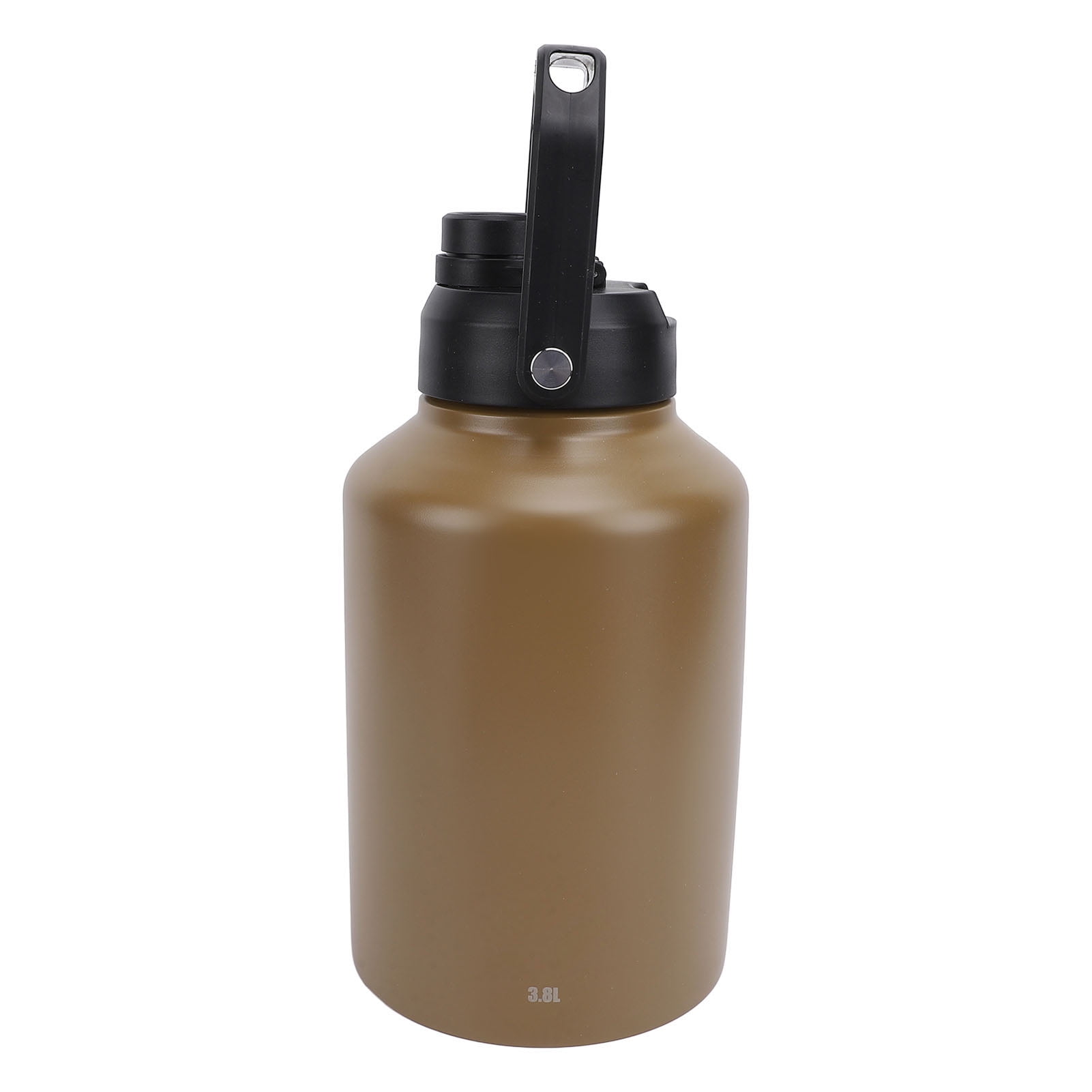 Nieyigj 1 Gallon (3.8L) Stainless Steel Sports Water Bottle Double Wall Vacuum Insulated Large Jug with Handle for Outdoor Camping Workouts Gym Hiking - Khaki