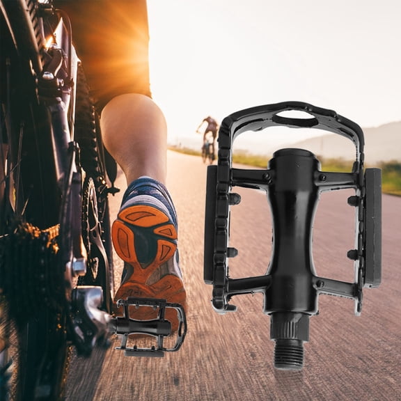 Nieyigj 1 Pair Black Aluminium Alloy Mountain Road Bike Lightweight Pedals Bicycle Replacement Part with Anti-Skid Surface, Comfortable Hollow-Out Design for Long Distance Cycling Trips