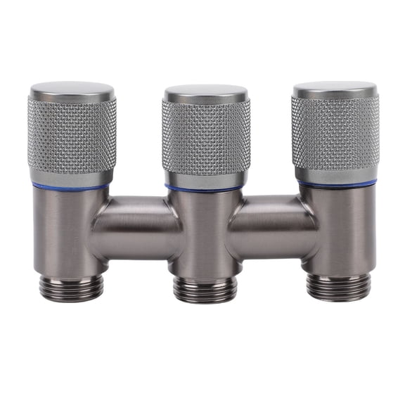 Nieyigj 1 in 3 Out Faucet Splitter G1/2 Male Thread Stainless Steel 3 Way Water Valve for Toilet Washing Machine Gunmetal Gray 4.3 in / 11 cm