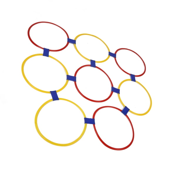 Nieyigj 10-Piece Kids Sensory Training Exercise Hoops Set Medium Hopscotch Game Rings 14.6 Inches / 37 cm Physical Fitness Agility Toys for Indoor Outdoor Lawn Games