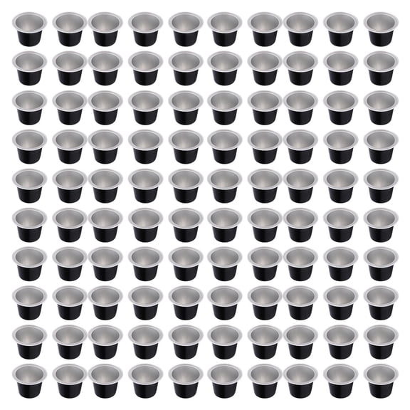 Nieyigj 100 Pcs 15ml Empty Coffee Capsule Cups Black Aluminum Foil Refillable Coffee Pods for Espresso (1.14 x 1.14 inches / 2.9 x 2.9 cm) Compatible with Nespresso