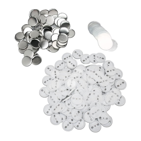Nieyigj 100 Set Pin Back Button Parts Tinplate Plastic Base Button Making Supplies Badge Craft DIY 44mm / 1.73in