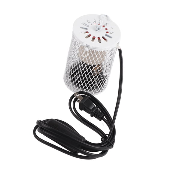 Nieyigj 100W Infrared Ceramic Heat Emitter Bulb Lamp with Anti-Scald Cage & Switch, Pet Reptile Terrarium Brooder Heater Set for Turtle Snake Lizard, White - US Plug
