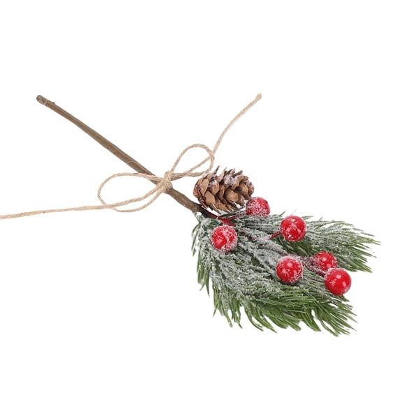 Nieyigj 10pcs Artificial Berry Branches Pine Cones Holly Stem Craft Winter Holiday Pine Picks for Crafts Xmas Tree Ornaments Red 9.45 inches / 24 cm