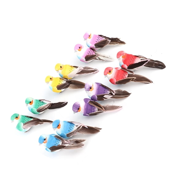 Nieyigj 12-Piece Artificial Feather Foam Birds Set Assorted Colorful Fake Birds for Garden Patio Tree Craft DIY Spring Summer Home Decor Ornament (12 Count, Multicolor, 3.5 inches / 9 cm Length)