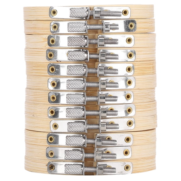 Nieyigj 12 Pieces 3.5 Inches / 9 cm Bamboo Embroidery Hoops Adjustable Circle Rings Tool for Crossed Stitch Sewing Needlecraft and Art Craft Projects