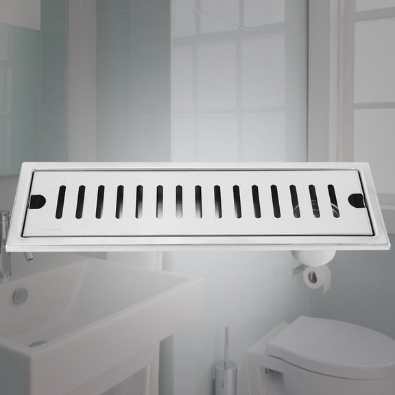 Nieyigj 12-inch Stainless Steel Rectangle Shower Floor Drain, 30 cm Large Flow Professional Bathroom Linear Drainage System (Side Outlet)