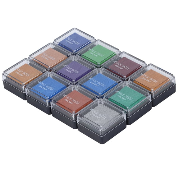 Nieyigj 12Pcs Craft Ink Pad Stamp Single Metallic 10 Colors Kids DIY Graffiti Finger Printing Pad 1.3x0.8 inches / 3.3x2 cm