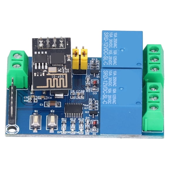 Nieyigj 12V ESP8266 Dual Channel WiFi Relay Module Phone APP Remote Switch for IoT Smart Home Automation Intelligent Wireless Control Switch Board (4.33x2.76x0.79 Inches / 11x7x2 cm), 1 Pack