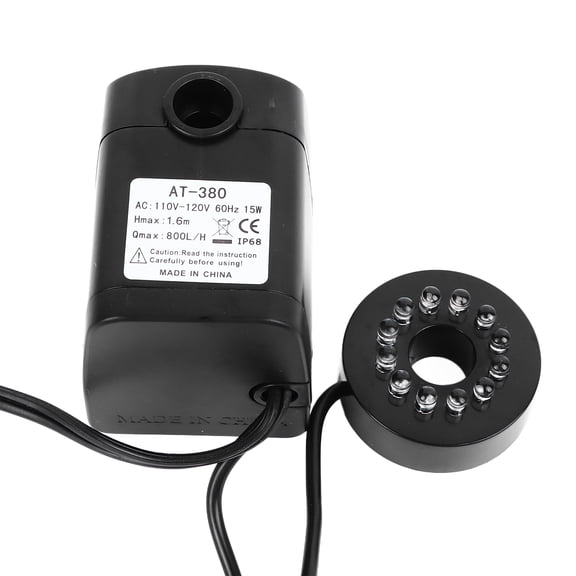 Nieyigj 15W Small Fountain Pump with Light Adjustable Quiet Mini Submersible Water Pump for Fish Tank Statuary Gardens 110V US Plug