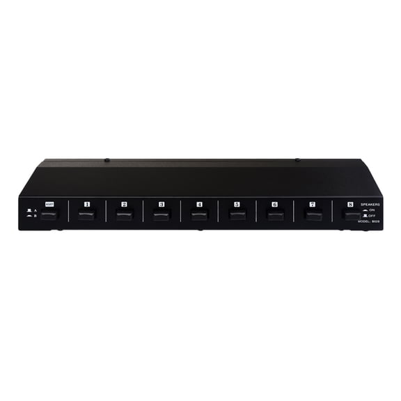 Nieyigj 2 In 8 Out Power Amplifier and Loudspeaker Box Switcher, 8 Channel Stereo Speaker Distribution Controller Box Device with Independent Manual Selection for Home Audio, 13.19 inches / 33.5 cm