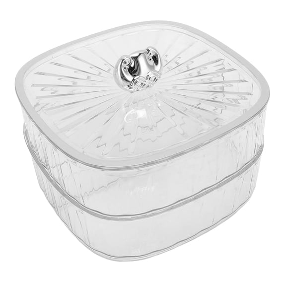 Nieyigj 2-Layer Divided Transparent Plastic Snack Serving Tray with Handle, Light Luxury Compartmentalized Storage Dish for Candy, Nuts, and Dry Fruit Entertaining, 6.3 inches / 16 cm