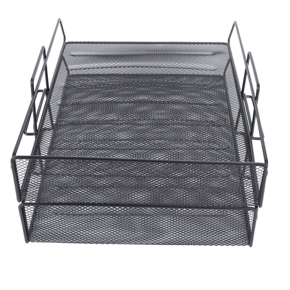 Nieyigj 2-Tier Stackable Desk File Tray Organizer, Vertical Mesh Hollow Iron Rack, 2pcs, 14.17 inches / 36 cm Length