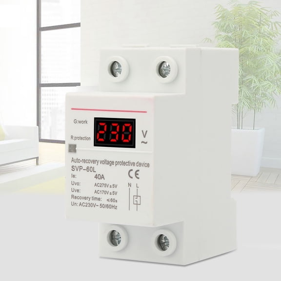 Nieyigj 230V 40A Automatic Recovery Overvoltage & Undervoltage Protection Device DIN Rail Mount Protector, Voltage Reconnect System (3.03 inches / 77 mm)