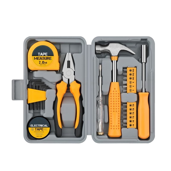 Nieyigj 24-Piece Household DIY Tool Kit for Women, Mini Tool Box Set of Starter Basic Ladies Tools for Home, Office Maintenance, and Daily Repair, Yellow
