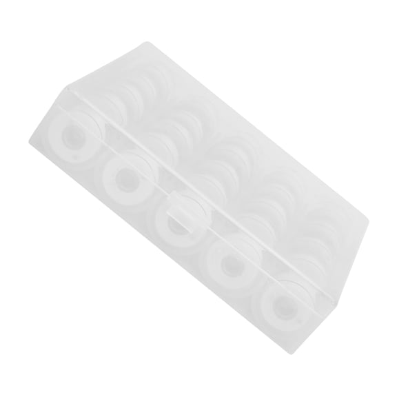 Nieyigj 25 Pcs Bobbins with White Thread Set, Transparent Plastic Sewing Machine Accessories with Storage Box for Embroidery, Quilting and Hand Sewing (5.12 inches / 13 cm)