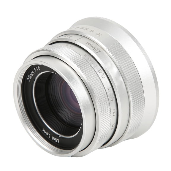 Nieyigj 25mm F1.8 Mark II Large Aperture Fixed Focus Manual Scenery Camera Lens Silver for E Mount Photography, 0.98 inches / 25 mm Focal Distance Compact Design High Clarity Glass