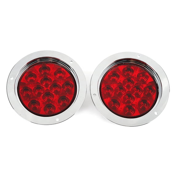 Nieyigj 2PCS 4inch 10 inches / 25.4 cm 12LED Truck Tail Brake Lights Rear Turn Signal Lamp Red Round 12V Universal Fitment For Semi-Trailers Dump Trucks Special Vehicles