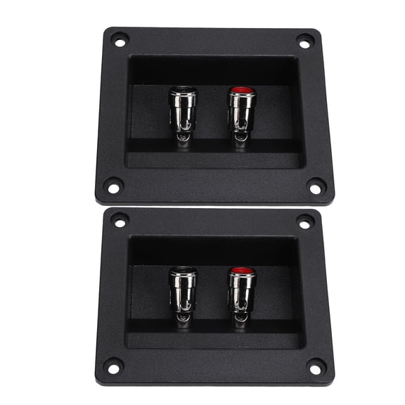 Nieyigj 2PCS Speaker Box Terminal Subwoofer Box Terminal Cup Spring Loaded Jacks Double Binding Post Speaker Terminal Plates for Car RV Boat Audio System Replacement Parts Black