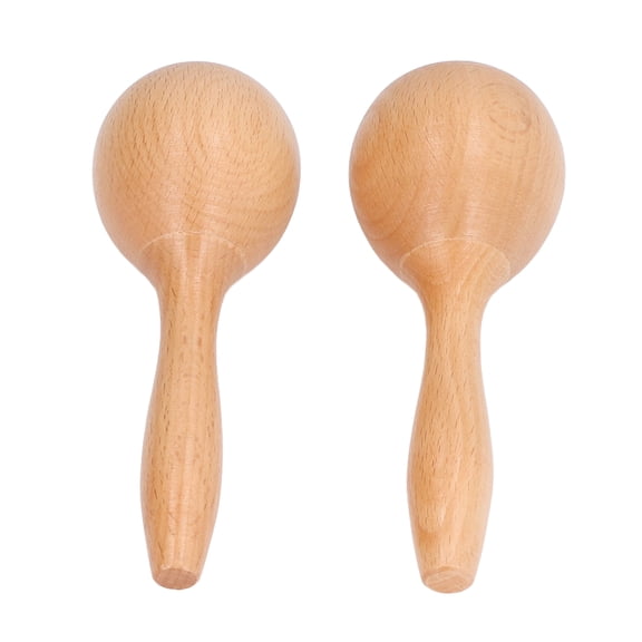 Nieyigj 2Pcs Beech Wood Maracas Hand Percussion Instruments, Clear Sound Glossy Finish Shakers, Early Educational Musical Toy for Kids & Adults, Rumba Shaker Hammer for Party Games (14x5x5cm/5.5x2in)