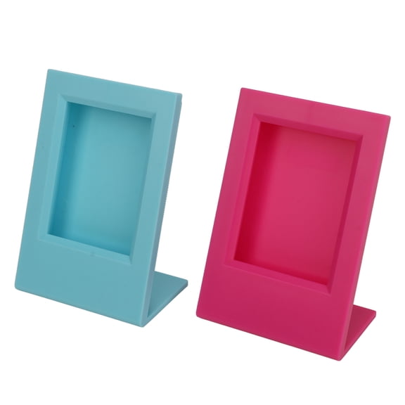 Nieyigj 2Pcs L Shaped Self Standing Acrylic Photo Frame for Instax Mini 12 11 9 8 7 EVO 3 Inch Slanted Picture Frame Desktop Display Blue Red