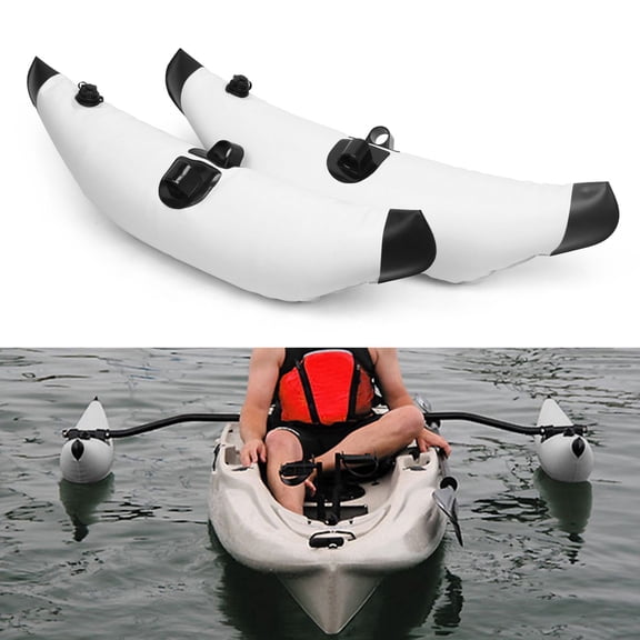 Nieyigj 2pcs PVC Inflatable Kayak Outrigger Float Stabilizer System for Standing Fishing Canoe Boat Water Sports, 35 x 10.8 Inches / 89 x 27.5 cm (White)