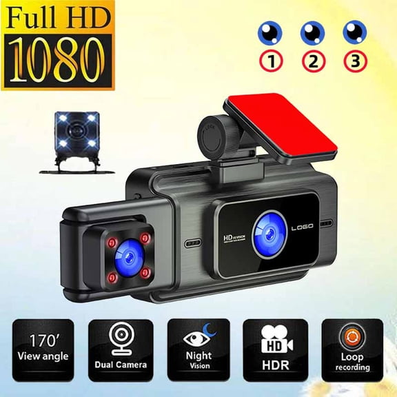 Nieyigj 3 Cameras Dash Cam Parking Monitoring 1080P Car Rearview Mirror Video Recording Auto Safety Driving Recorder WIFI