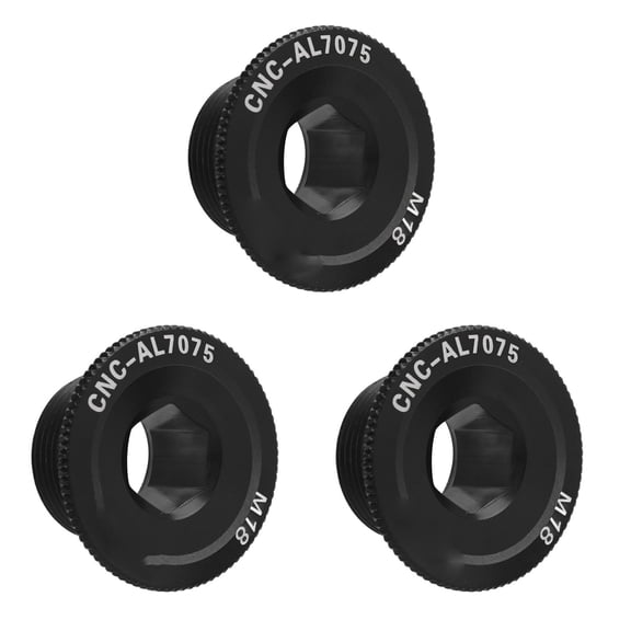 Nieyigj 3-Piece Aluminum Alloy M18 Mountain Bike Crank Screws, Standard Thread Crankset Cover Fixing Bolt Accessory, Black
