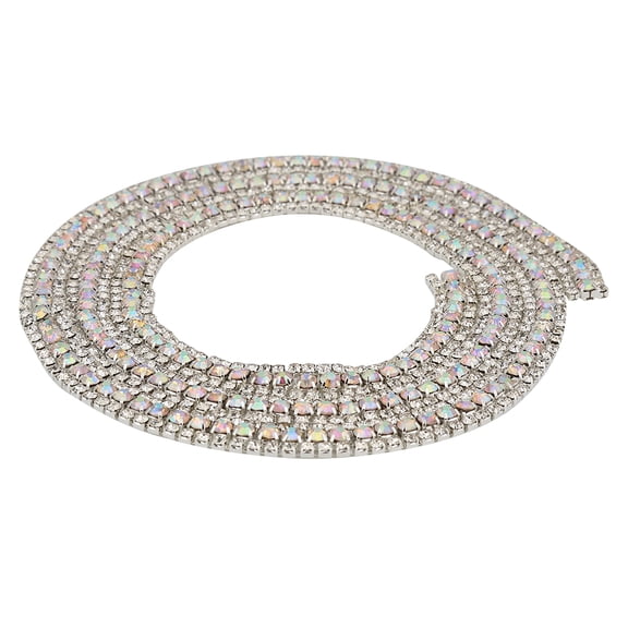 Nieyigj 3 Rows Diamond Mesh Wrap Roll Sparkle Crystal Rhinestone Ribbon Decoration for Wedding Birthday Anniversaries (35.4 inches / 90 cm) Silver
