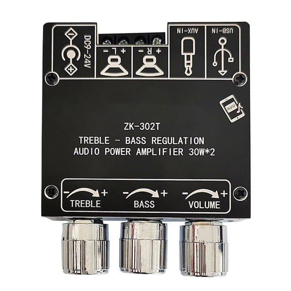 Nieyigj 302T Bluetooth Digital Power Amplifier Board 2.0 Stereo Dual Channel Audio Module Kit 60W Total Output