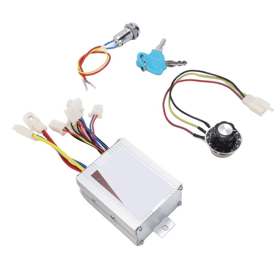 Nieyigj 36V 500W Brushed Motor Controller Speed Control Knob Switch & Ignition Switch Lock w/ 2 Keys Electric Scooter Bike Tricycle Conversion Kit (7.87 in / 20 cm) Replacement Accessory